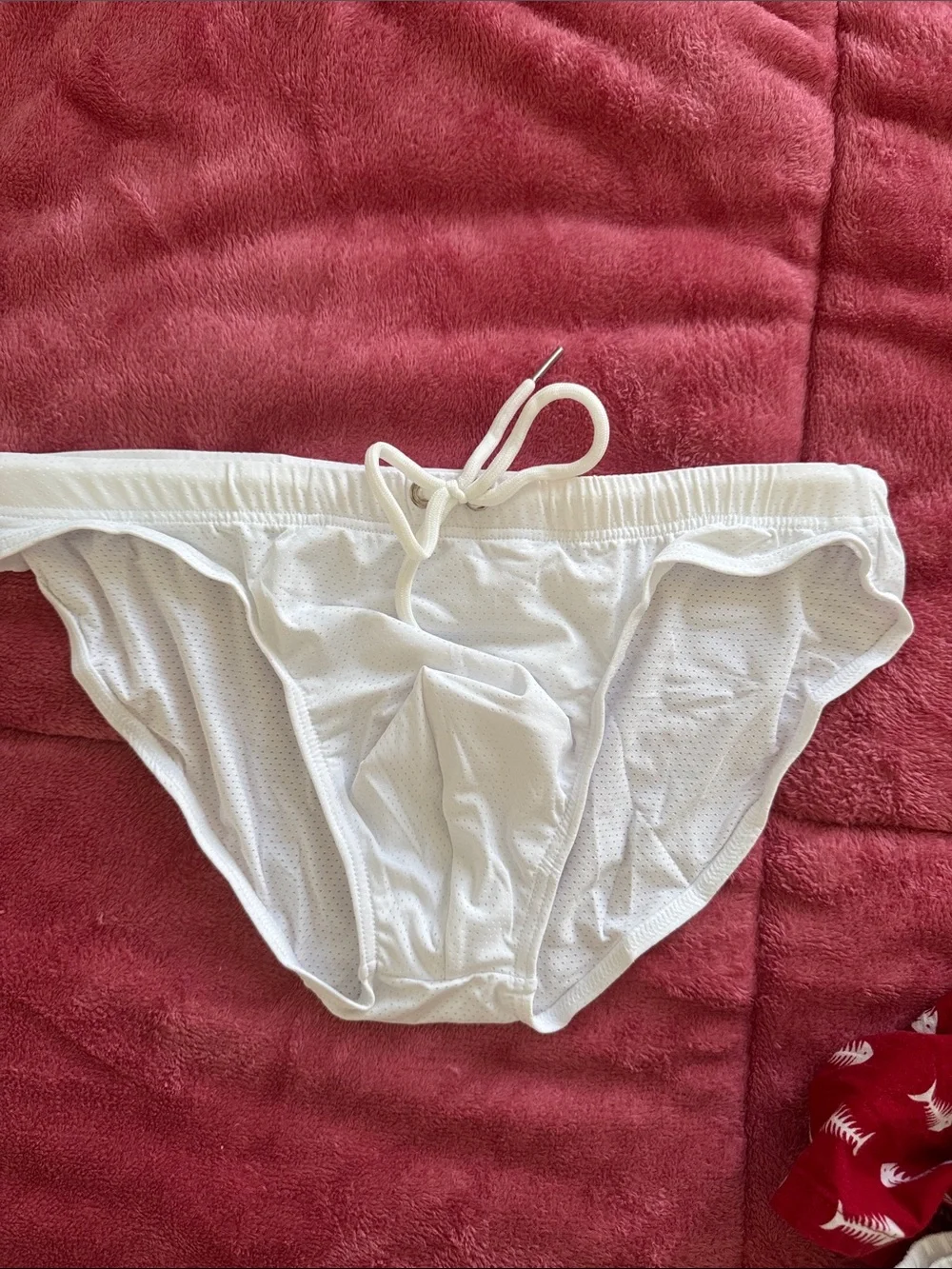 White Drawstring Mesh Bikini Briefs